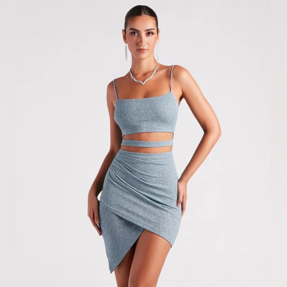 ✨ Glowing Night Glitter Cutout Dress – Sea Foam | NWT ✨ Retail: $42.90